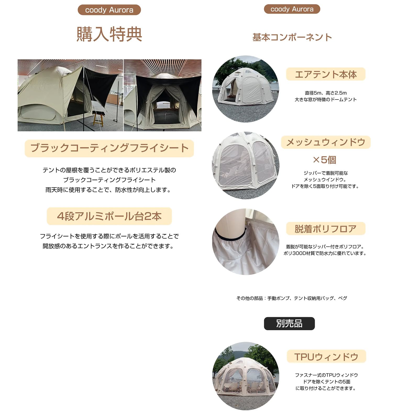 Amazon.co.jp: coody エアテント Aurora(オーロラ) (ブラック